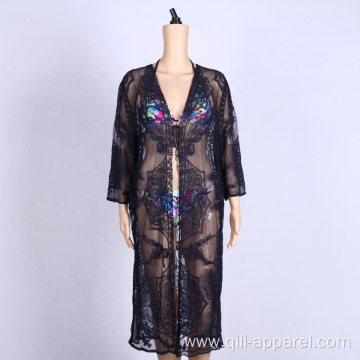 crochet anti-UV clothing women long beach dress